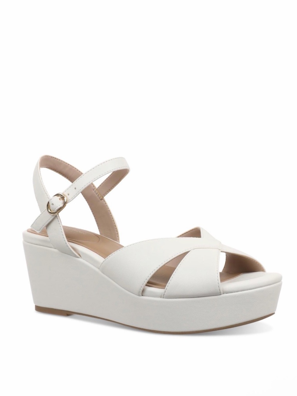 Giani Bernini Jayleen Platform Wedge Sandals in White Linen, Size 12M, NWT $99.5